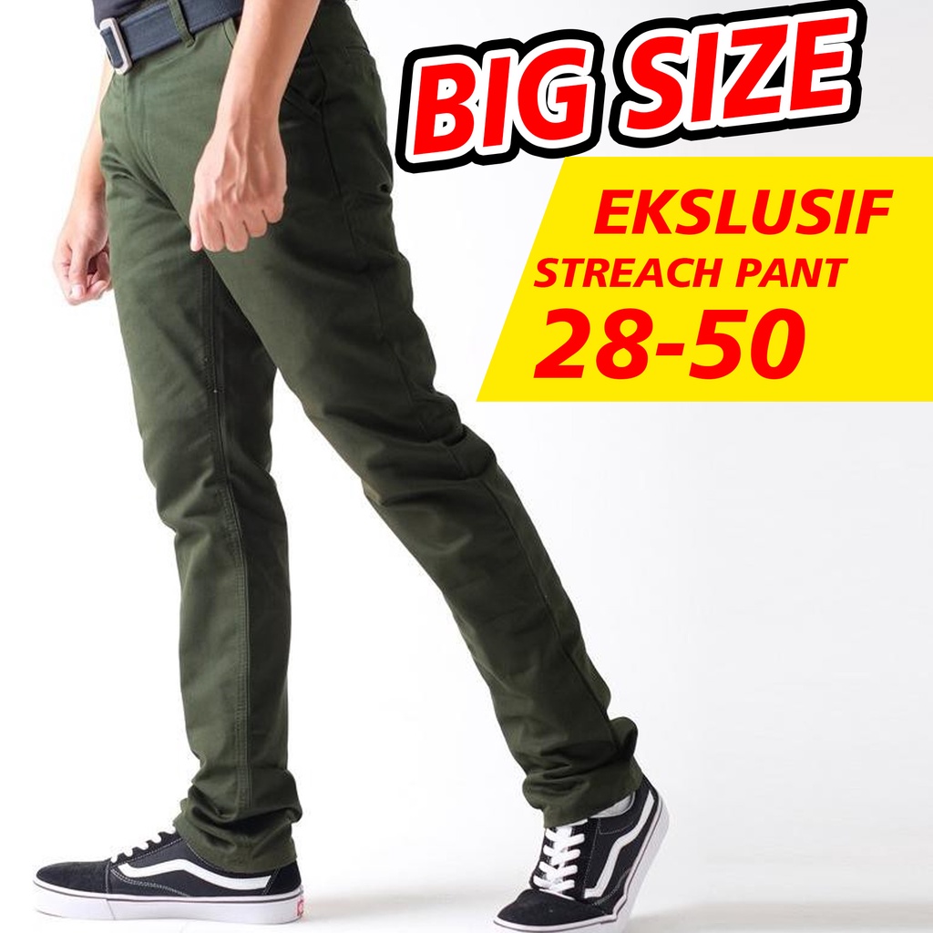 BIG SIZE CHINOS PANJANG PRIA Celana Chino Panjang Pria Jumbo Big Size Bahan Melar Elastic Original Reguler Fit Distro Premium