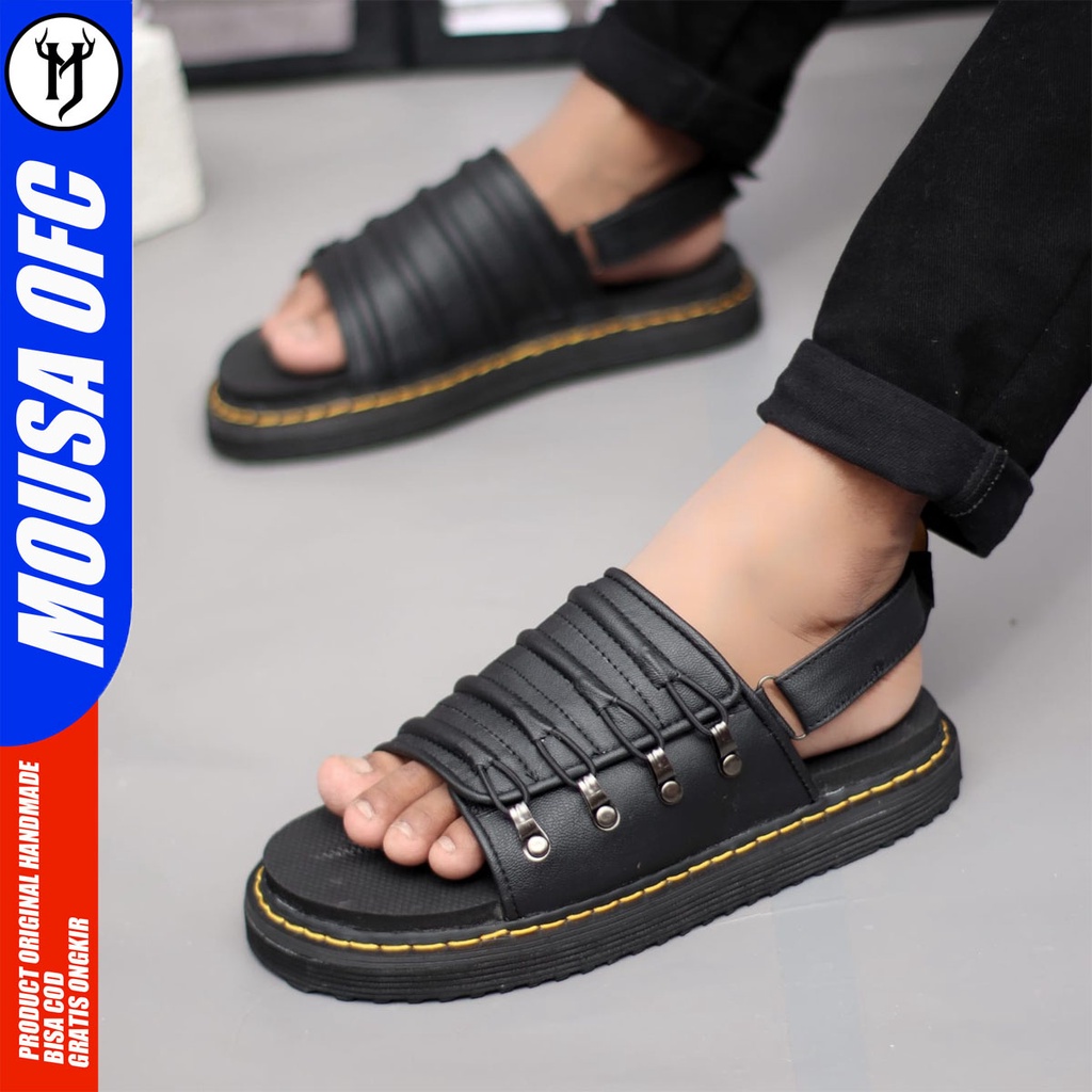 Sandal Docmart Pria Slide Sendal Casual Distro New Trendy Hitam Original Mousa Santos