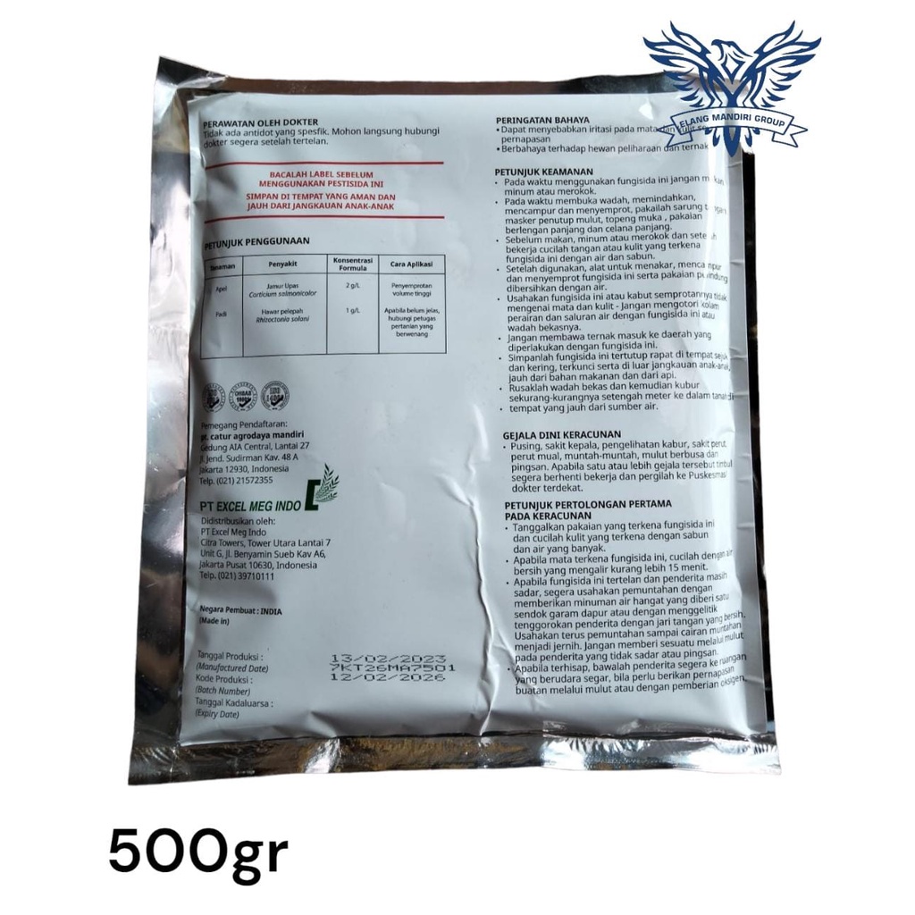 Fungisida TRIZIMAN 4,5/67,5/3 WG 500 Gram Bahan Aktif azoksistrobin 4,5% mankozeb 67,5% siprokonazol 3% Untuk Mengendalikan Penyakit Jamur Pada Tanaman EXCEL MEG INDO