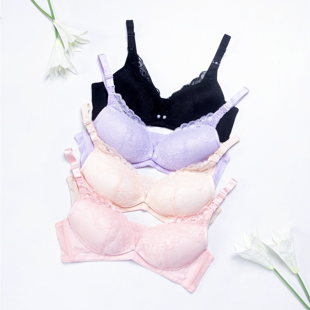 HW - Bra Bh Menyusui Busa Sedang Kancing Depan Tanpa Kawat Cup B C 8885