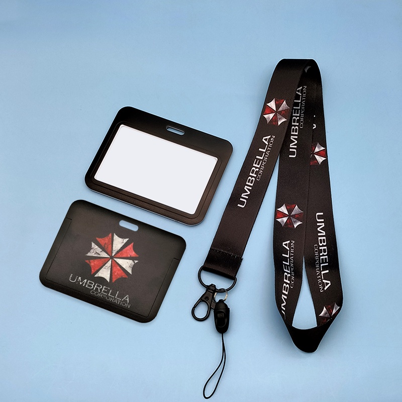 Pelindung Lengan Kartu Horizontal &amp; Vertical Resident Evil Neck Lanyard ID Badge Card Holder Untuk Phone Keychain Sling