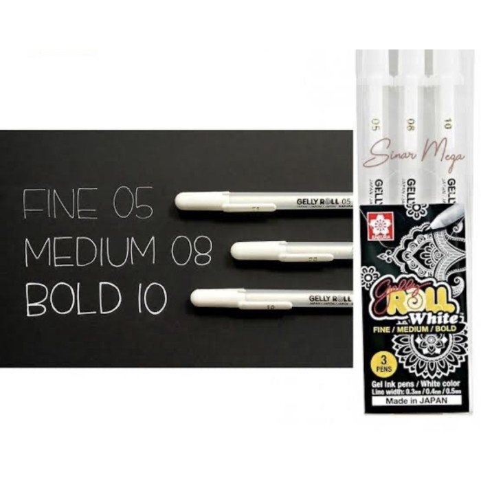 

Dpen Bolpen Pen Sakura Gelly Roll Ink Pen White 3 Pens Of Set