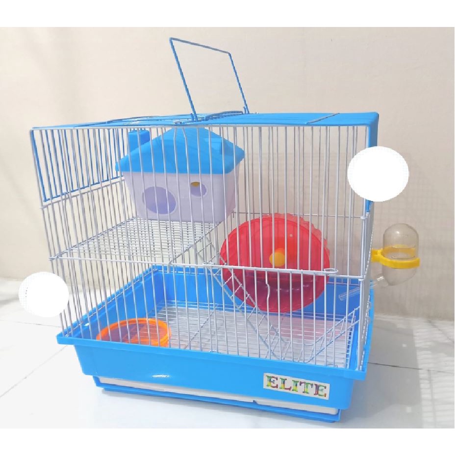 Kandang Hamster HM 03 KOTAK Villa Hewan + Tempat Makan Minum Mainan Rumah