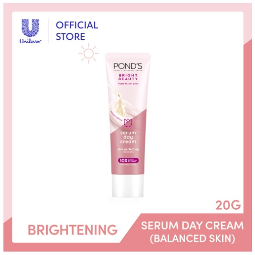 Ponds Bright Beauty Serum Day Cream 40GR  20G - with Hyaluronic Acid, Niacinamide, Gluta BoostC