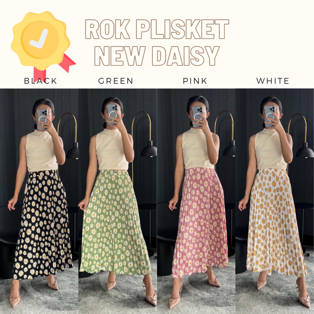 (4pt DAISY) MBL Rok Plisket / Pleated Skirt / Motif Hyget Super Khusus Grosir Serian 4 Warna