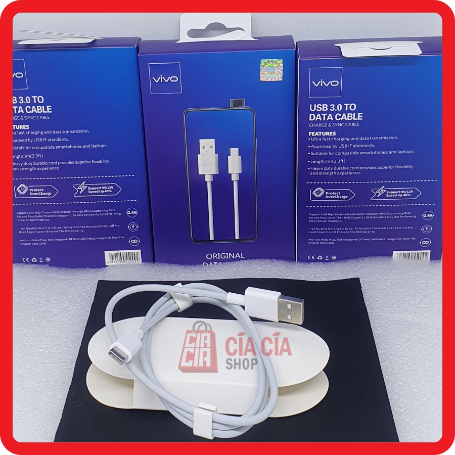 Kabel data charger Vivo usb C Type C Original Fast Charging 2.4A Original Data Cable Vivo