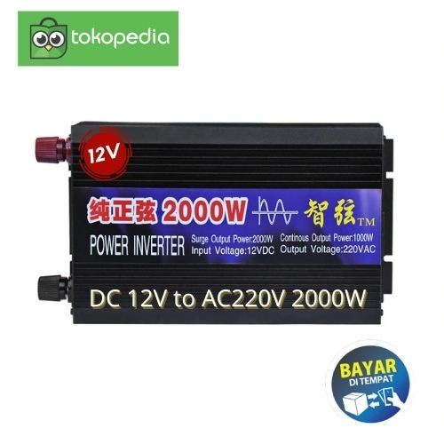 Power Inverter Solar Panel PLTS PSW Pure Sine Wave 2000 Watt 12 Volt