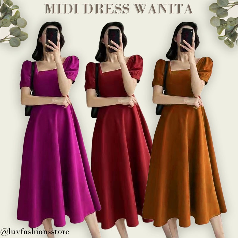 IL - DRESS MIDI WANITA TERBARU KOREAN STYLE / HANJI DRESS TERUSAN WANITA CREPE