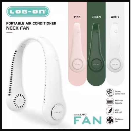 LOG-ON NECK FAN PORTABLE KIPAS ANGIN LEHER LKP01 MURAH MERIAH