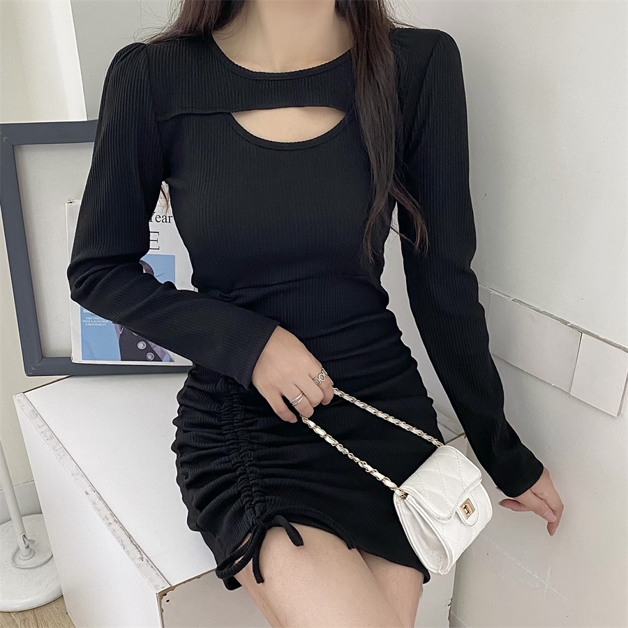 DR815 Dress Mini BodyCon Dress Sexy Dress Lengan PANJANG Korean Style Elegan Dress KNITING MATERIAL COMFORTABLE ELEGANT DRESS
