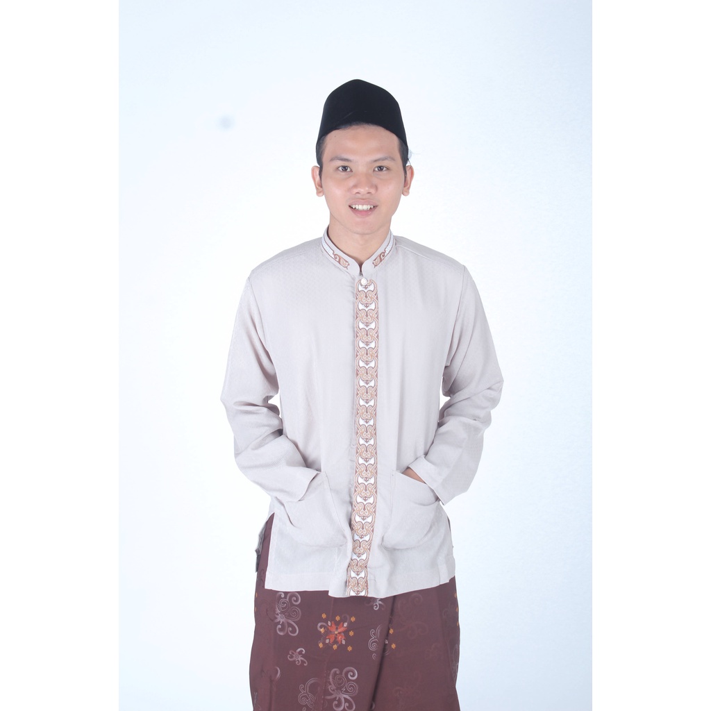 SURABAYAOS17 Baju Koko Cream Lengan Panjang Bordir BONUS DUS