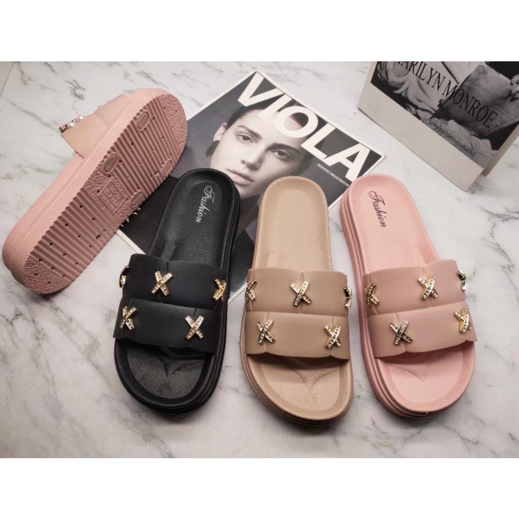 AND / COD / Sandal Wanita Import / Sandal Wanita Fashion Korea / Slip On Cewek Kekinian / Sandal Kasual Terkini SPT-48