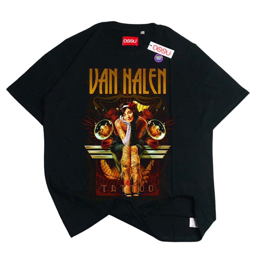 OSSU TSHIRT BAND VAN HALEN TATTOO BLACK WASHED TEE