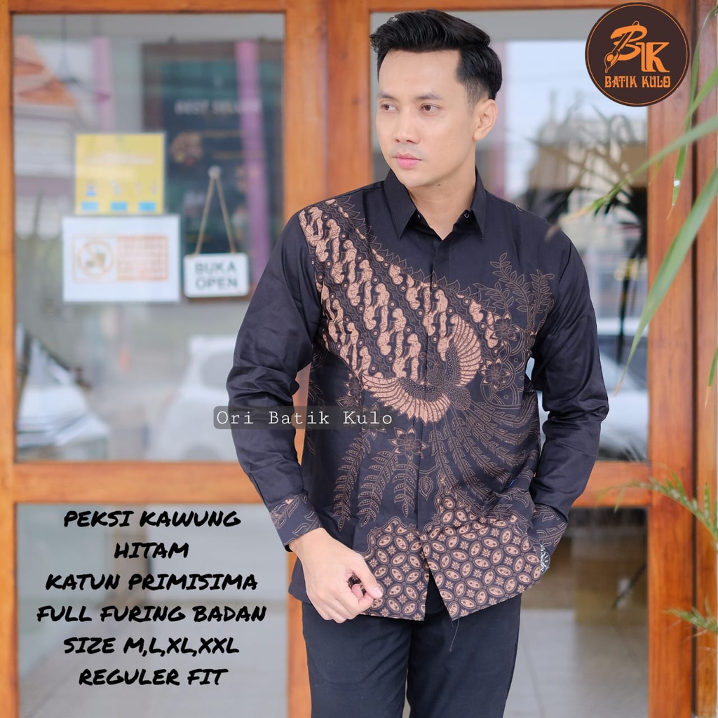 Baju Batik Pria Lengan Panjang Pendek  HITAM COKLAT MOCCA Ori Kulo