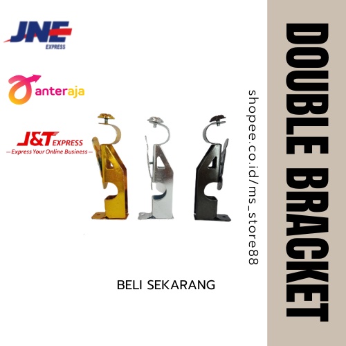 Bracket Kaki Double Rel Gordyn| Rail | Batang Gorden | Kaki Gorden | Gorden | Bracket | Double Brack