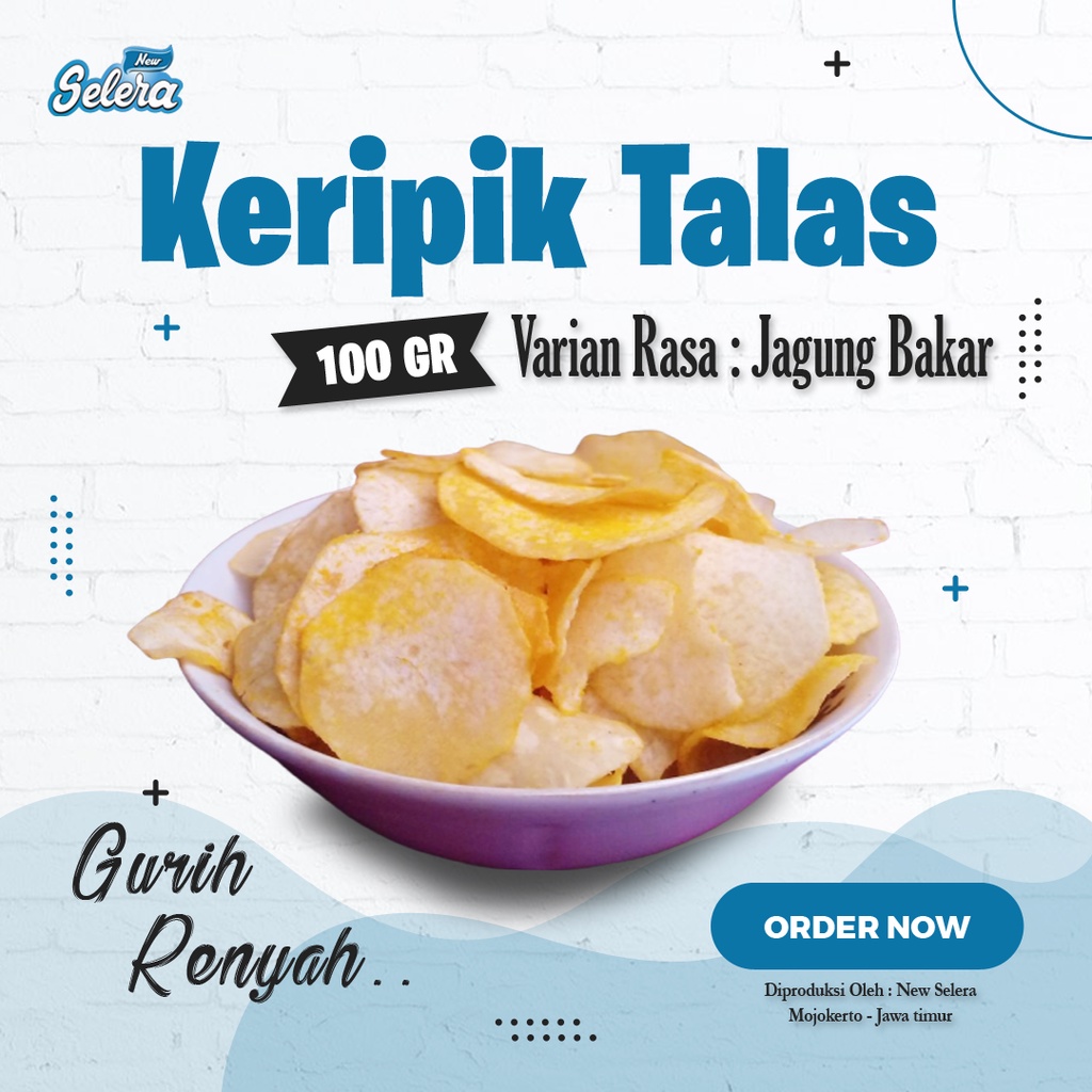 

Keripik Talas Rasa Jagung Bakar / Taro Chips / Kripik Talas Netto 100 Gr