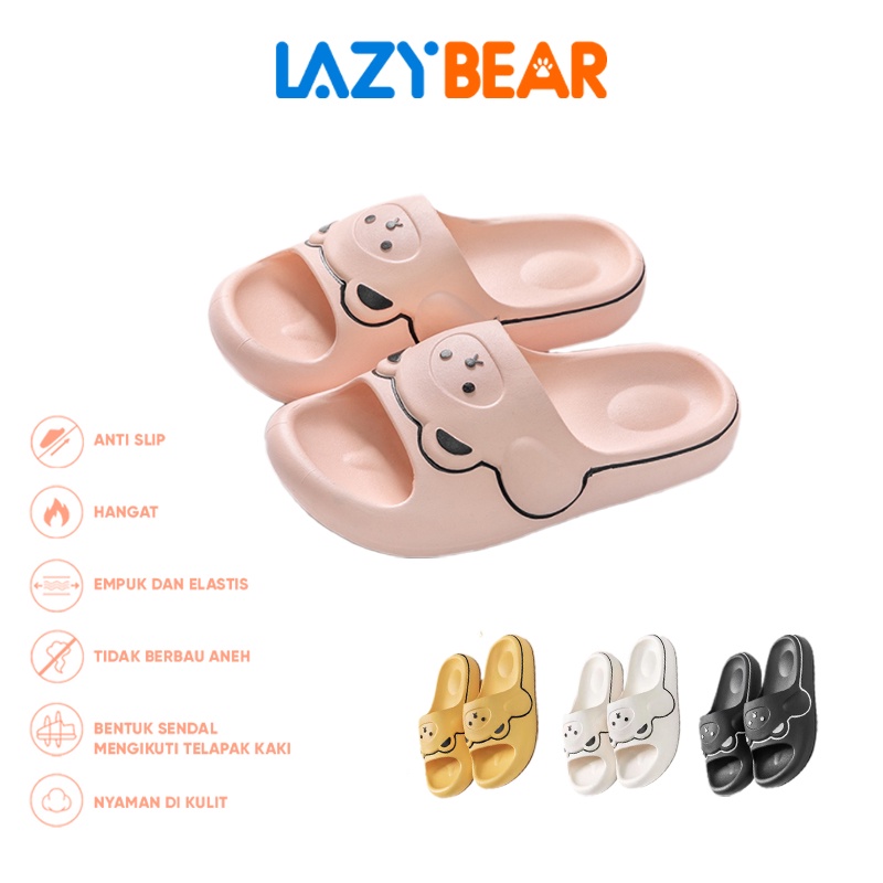 Lazy Bear Sandal Slip On PVC Cute Bear H29 Sendal Beruang Rumah Nyaman Slipper Korea Soft Rubber Non Slip