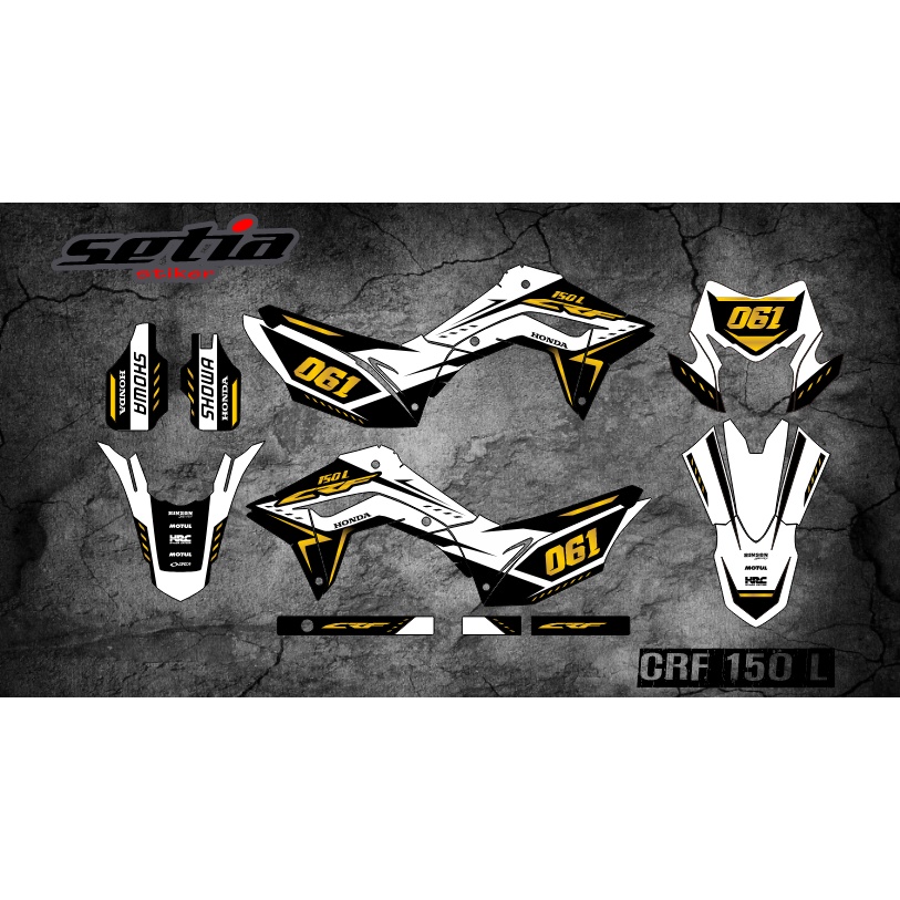 DECAL STIKER CRF 150 L ELEGAN, SIMPLE WARNA PUTIH HITAM FULL BODY (CODE 016)