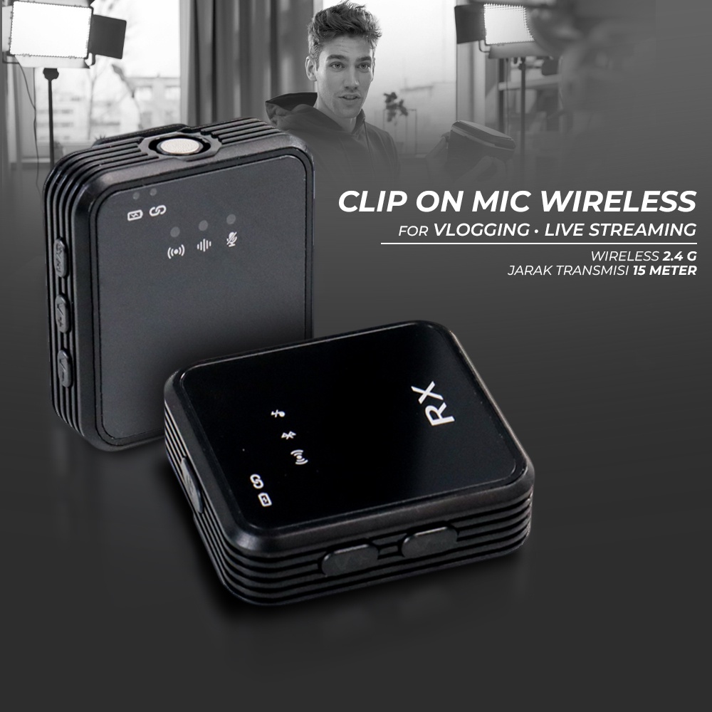 Mic Wireless for Vlogging Live Streaming Portable - ANC50 - Black