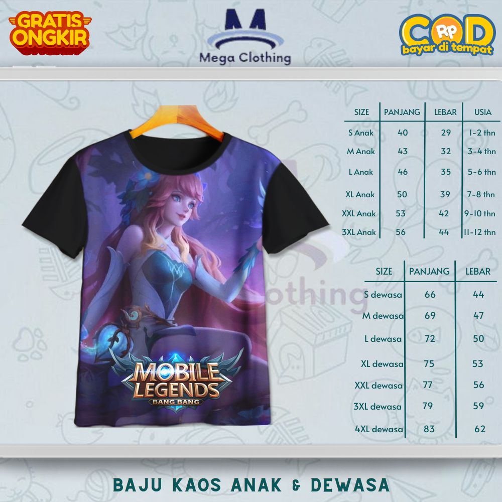Kaos ML Mobile Legend Support Floryn Anak & Dewasa - Baju Couple Anak & Dewasa ML Mobile Legend Supp