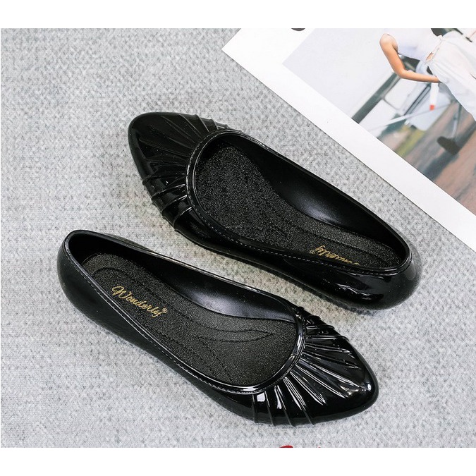 NunuLisaTan - Flat Shoes Pantofel Jelly import Teplek