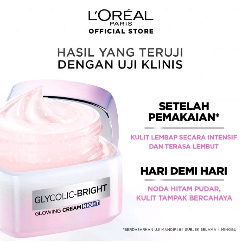 LOREAL GLYCOLIC BRIGHT GLOWING DAY &amp; NIGHT CREAM SKINCARE KRIM WAJAH