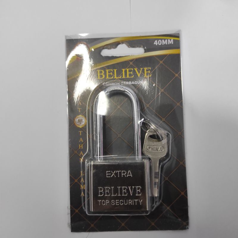 Gembok BELIEVE Leher Panjang Pendek 40 mm