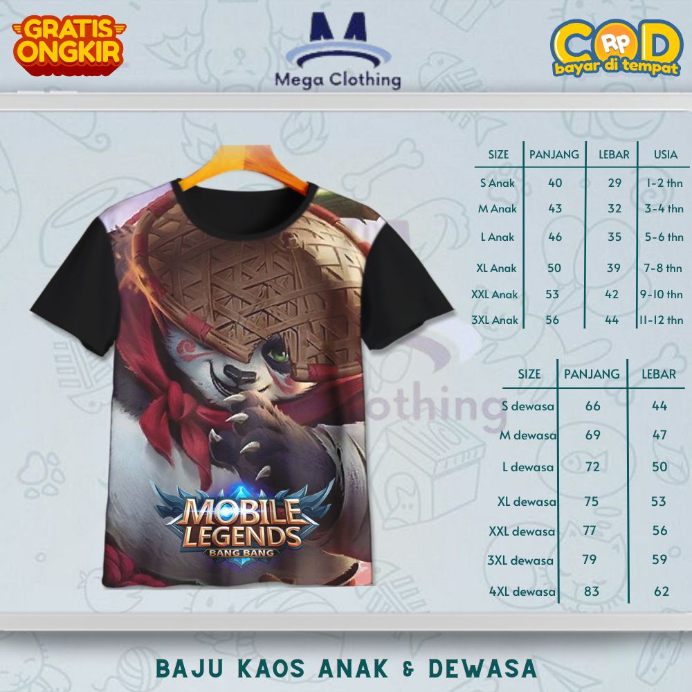 Kaos ML Mobile Legend Tank Akai Anak & Dewasa - Baju Couple Anak & Dewasa ML Mobile Legend Tank Akai