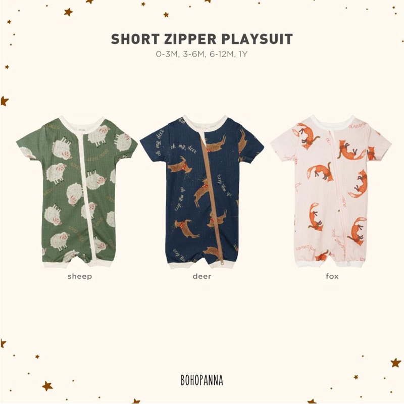 Bohopanna Short Zipper Playsuit - Printed Jumper Bayi