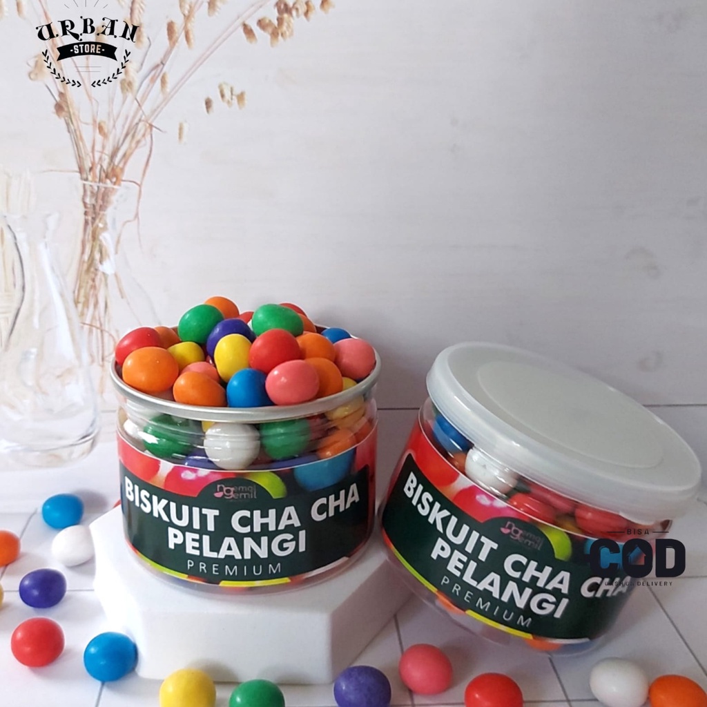 

Can - Biskuit Cha Cha Pelangi Biscuit Rainbow Bola Pelangi Kualitas Premium