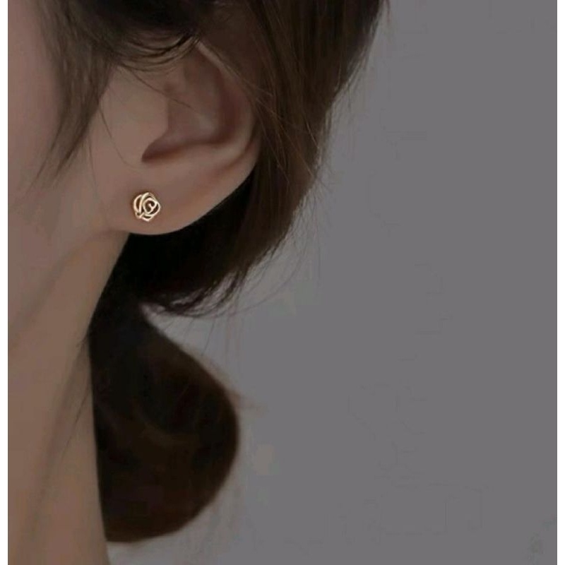 4 MOTIF ANTING TUSUK KECIL ELEGAN DAN ANGGUN ANTING STUD MOTIF BUNGA MAWAR KELINCI HATI DAN MAHKOTA ROSE EARINGS