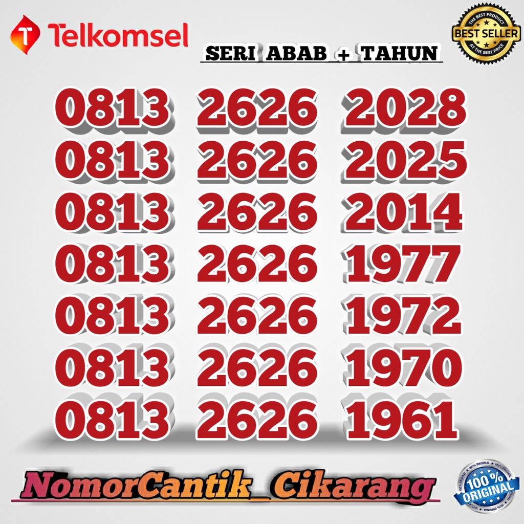NOMOR CANTIK SIMPATI ABAB + SERI TAHUN  / NOMOR CANTIK SIMPATI TAHUN LAHIR 1961 1970 1972 1977 2014 