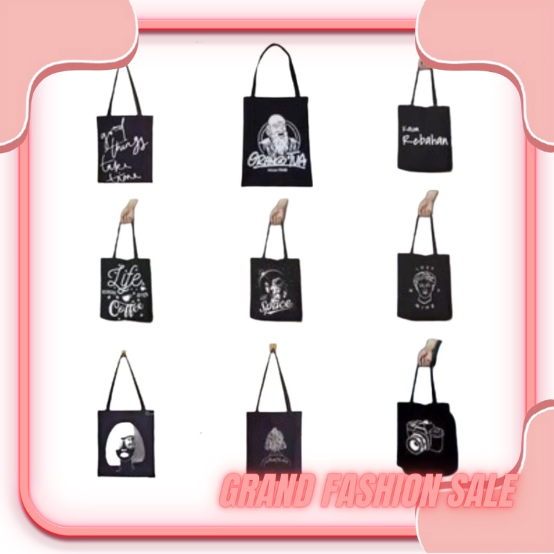 [LOKAL] DOMMO - D1380 TOTEBAG PAKAI RESLETING Tote bag kpop murah wanita custom motif