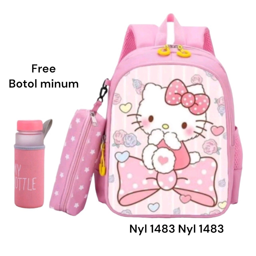 Tas Sekolah Anak BERBONUS BOTOL MINUM Anak Perempuan Backpack Sekolah Anak TK SD SMP SMA Kuliah Kapasitas Besar