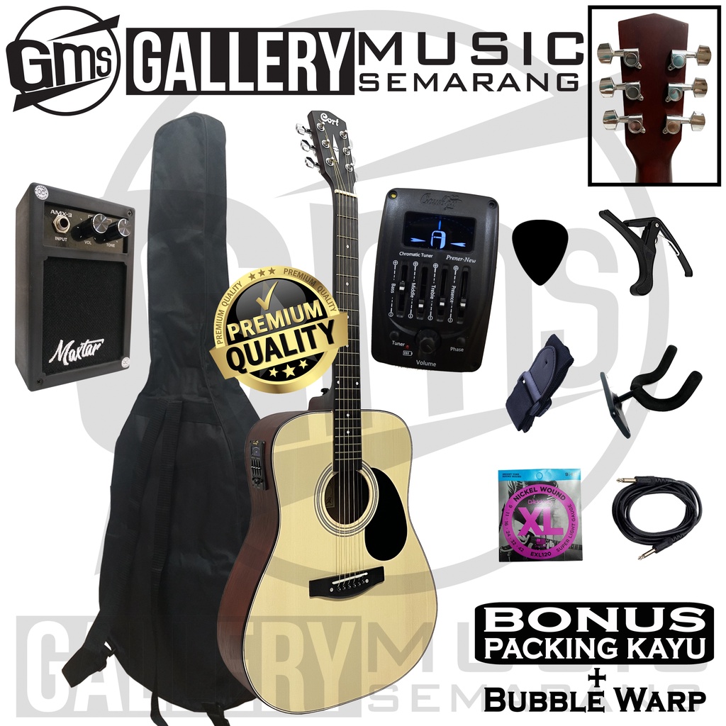 Gitar Akustik Elektrik Cort AD810 OP Custom Equalizer Tuner Cowboy Prener New Paket Super Komplit