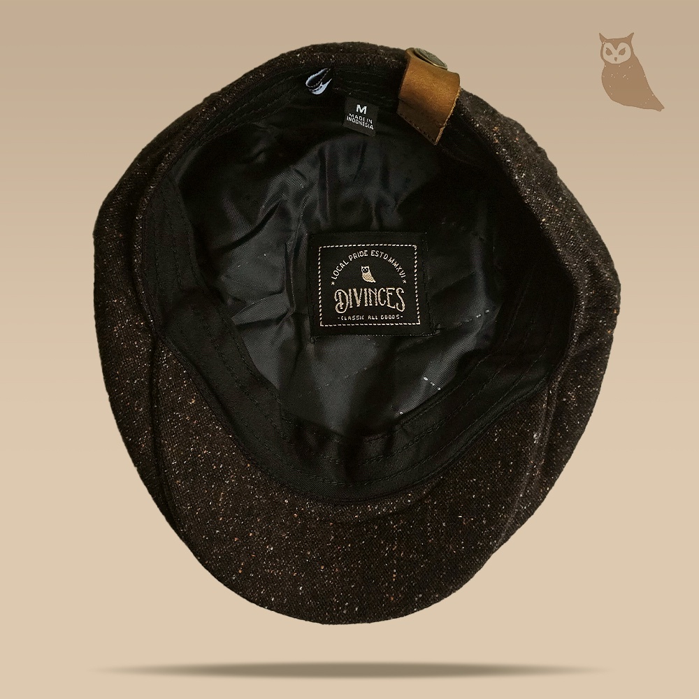 DIVINCES Flat Caps PET Brown Dot - Topi Vintage Hat Classic Wool Premium Dewasa Unisex Pria Wanita