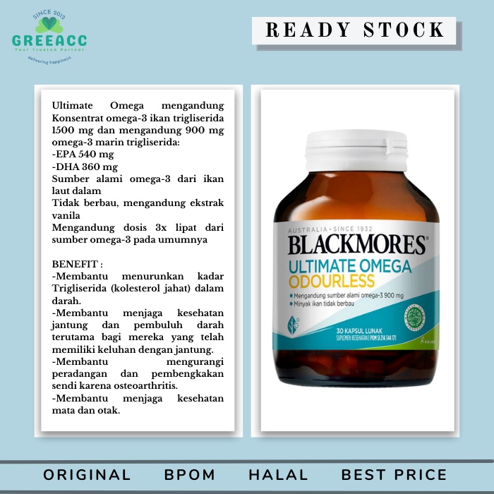 Blackmores Ultimate Omega Odourless 30 Softgel - Sumber Omega 3 Alami