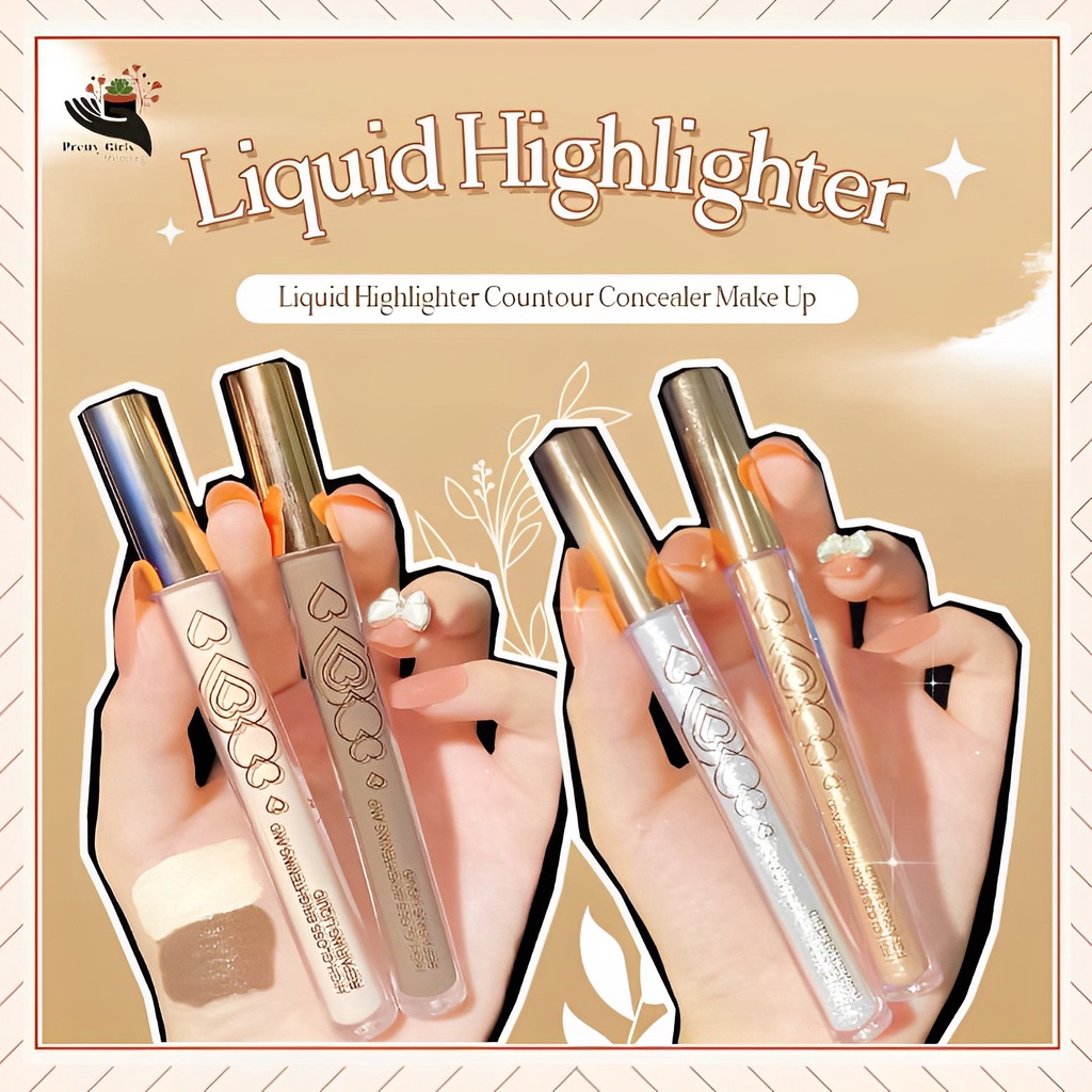 Pretty Liquid Highlighter Glitter Shimmer Eyeshadow/Liquid Countour Bayangan Hidung/Liquid Concealer Makeup