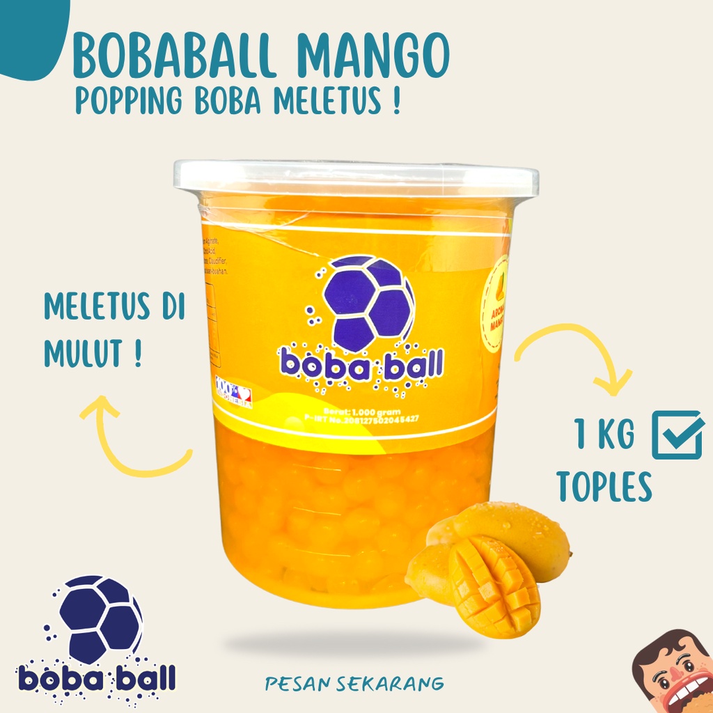 Bobaball Popping Boba Meletus / Boba Pecah di Mulut Kemasan Toples 1 Kg