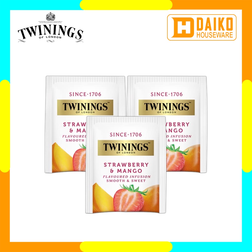 Teh Celup Twinings Strawberry &amp; Mango 25 x 2gr Flavoured Infusion Tea Teh Kantong Rasa Buah Strawberry &amp; Mangga