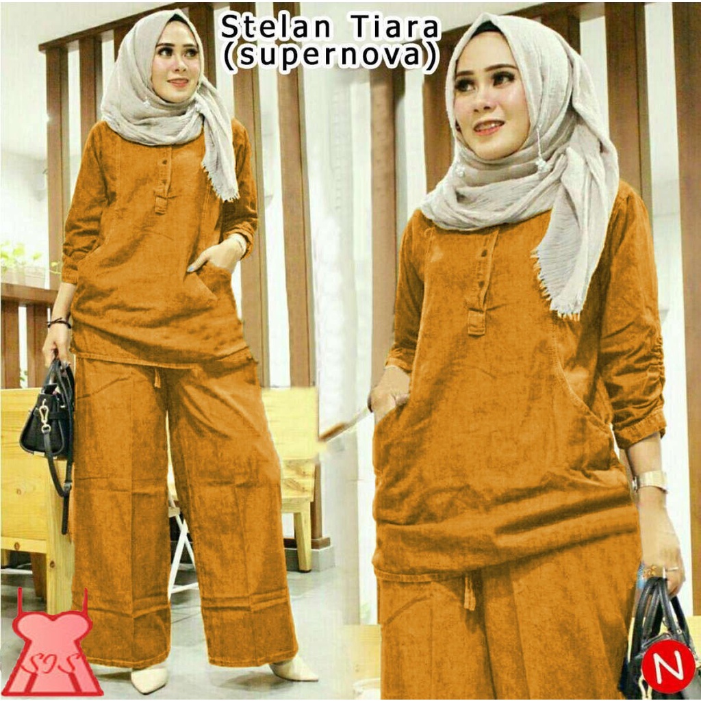 LVB - (GRATIS ONGKIR &amp; COD) Setelan Muslimah Baju Celana Wanita Muslim TIARA /uk. L - XL - XXL - 3XL /NEW 2021/Fitri/Terbaru,Terlaris dan Termurah 2021/Set Perempuan Muslim/Set Jeans/Baju Busana Setelan Jumbo Fashion Wanita/6882-7270-7874-8584/ LAVEBEL