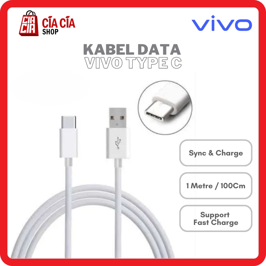 Kabel data charger Vivo usb C Type C Original Fast Charging 2.4A Original Data Cable Vivo