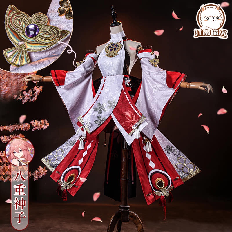 Grosir Genshin Impact Yae Miko Costume Cosplay Rental Fullset (Kostum Cosplay Genshin Impact Yae