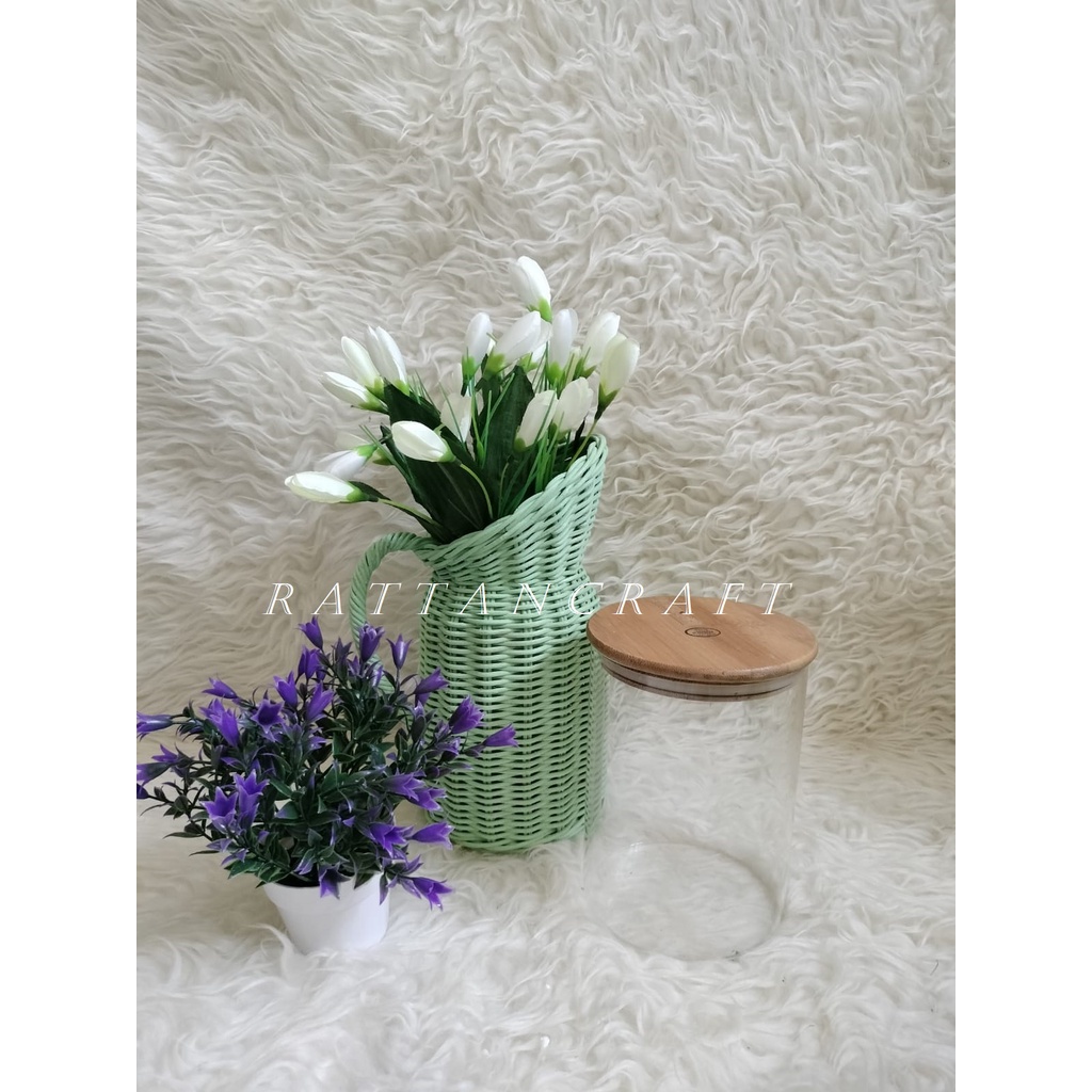 Pot Bunga Rotan / Pot Rotan Mini / Vas Rotan Teko Kecil