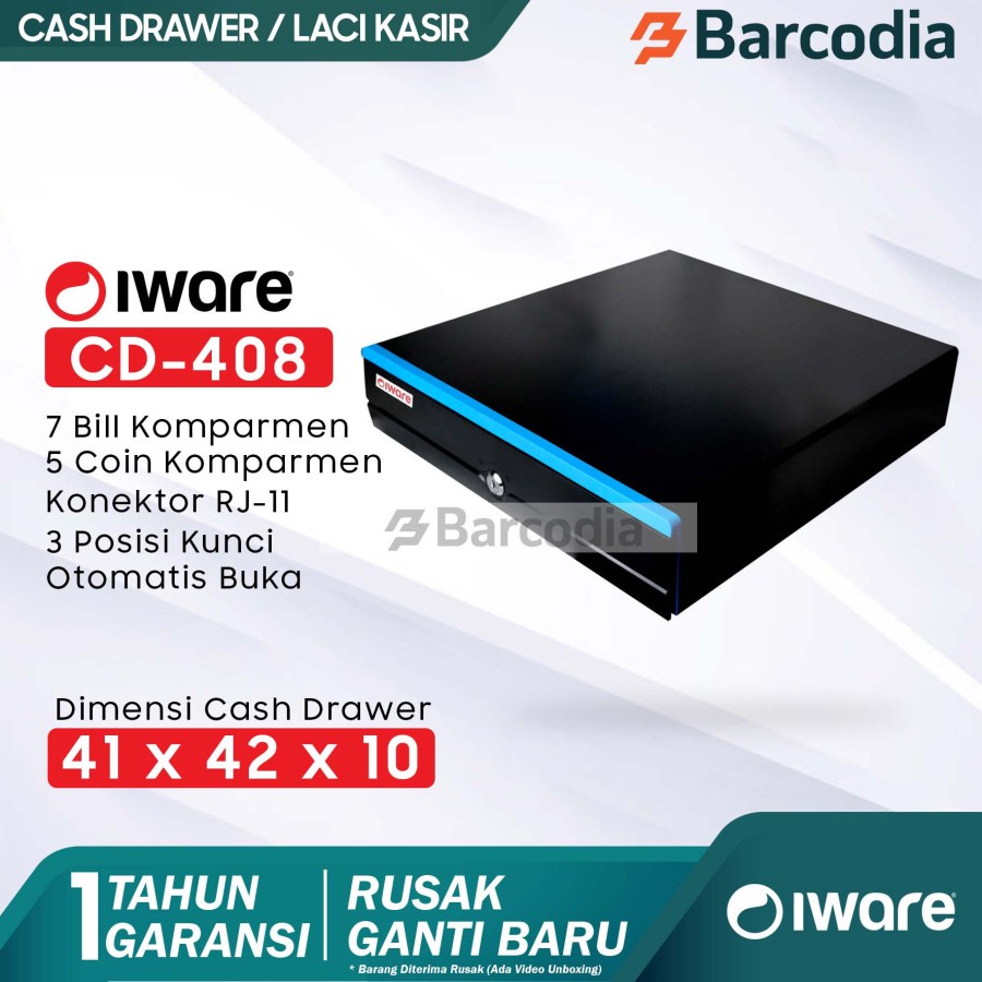 Cash Drawer Laci Kasir Iware UL400 Blue List