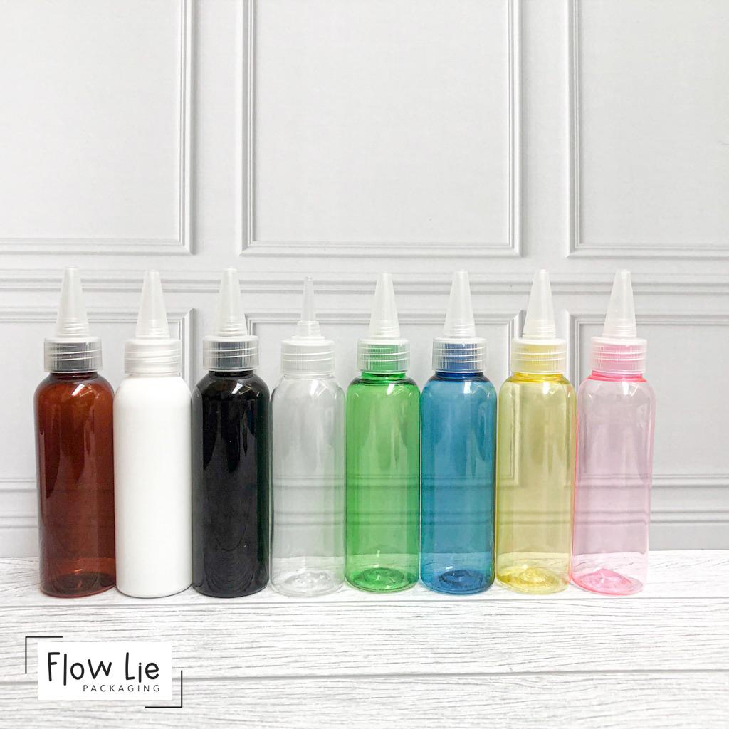100ml Botol Tinta Kerucut Clear 100ML Plastik PET Botol Ujung Lancip Kecap Melukis Lotion Gel FL
