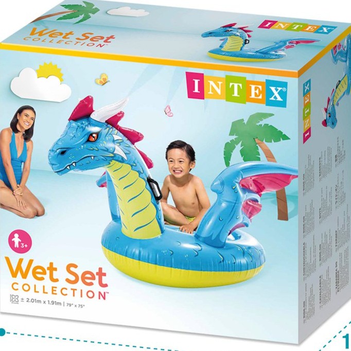 Terlaris Olo Pelampung Renang Anak Naga Viral Floaties Dragon Ride On Intex 57563