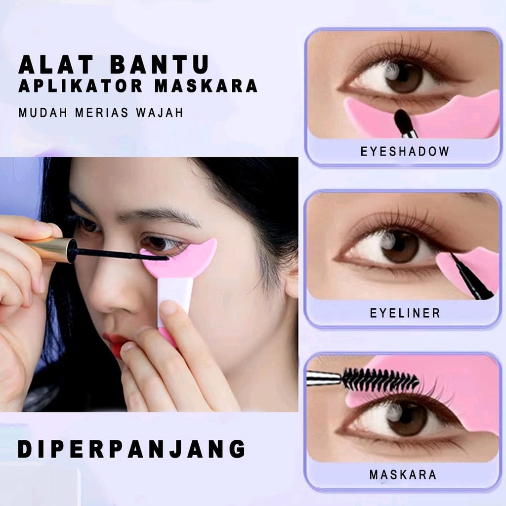 GP Alat Bantu Aplikator Maskara / Eyeliner / Eyeshadow 3 in 1 Bahan Silikon Reusable