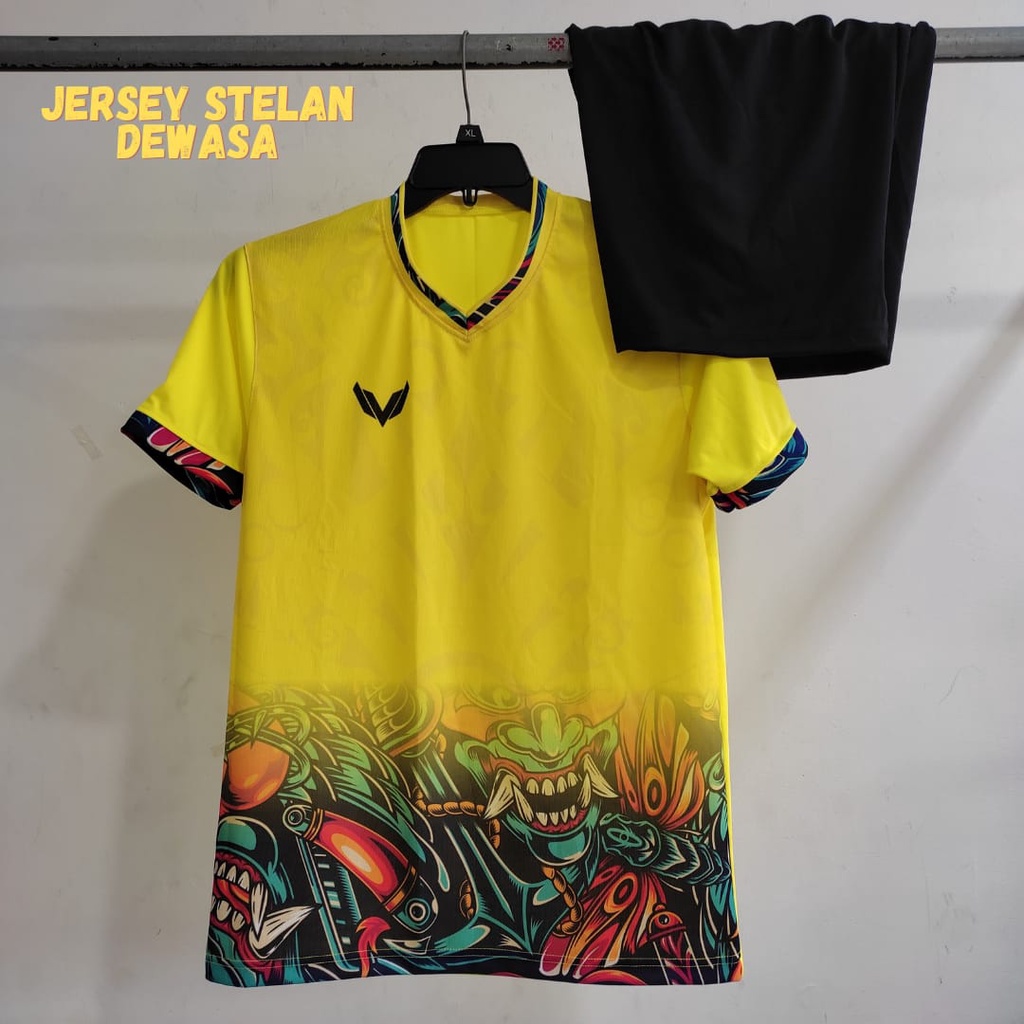 Jersey Baju Bola Futsal Volly Dewasa Setelan Depan Full Printing Dry Fit Gratis Sablon Nama No Tim Logo/ Costum Bola Request Sablon Pria Wanita 1 set