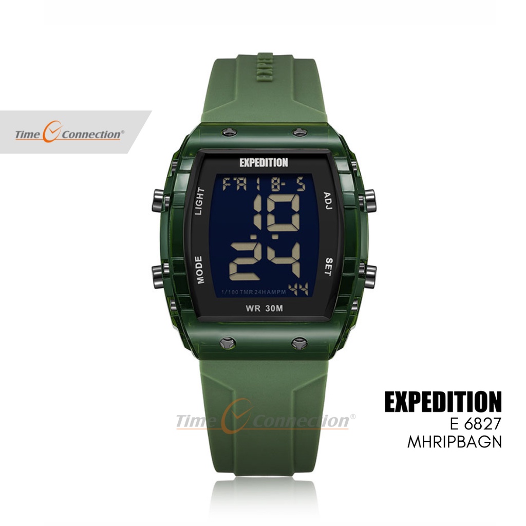 Expedition E 6827 MHRIPBAGN Hijau Original / Jam Tangan Wanita Pria Digital Karet MH